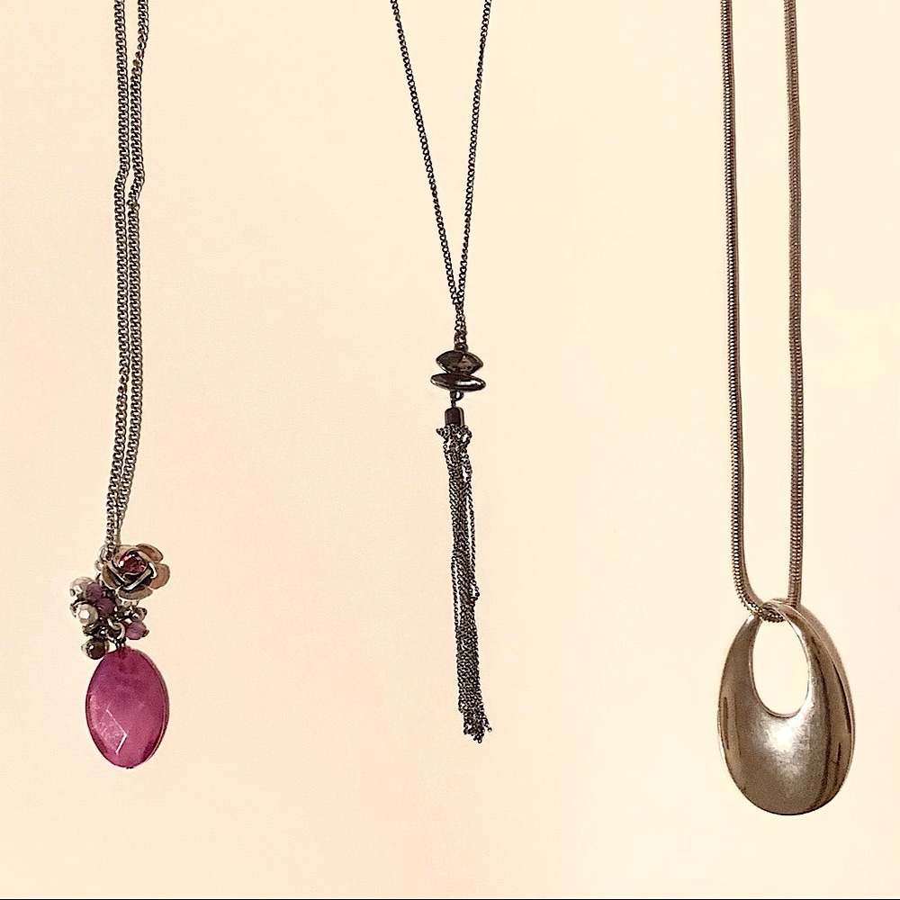💜3-Pack Long Necklaces 1 Pair of Earrings💜